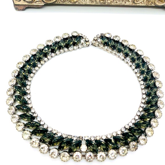 STUNNER! Vintage Crystal Rhinestone Collar Choker Necklace - Picture 1 of 17